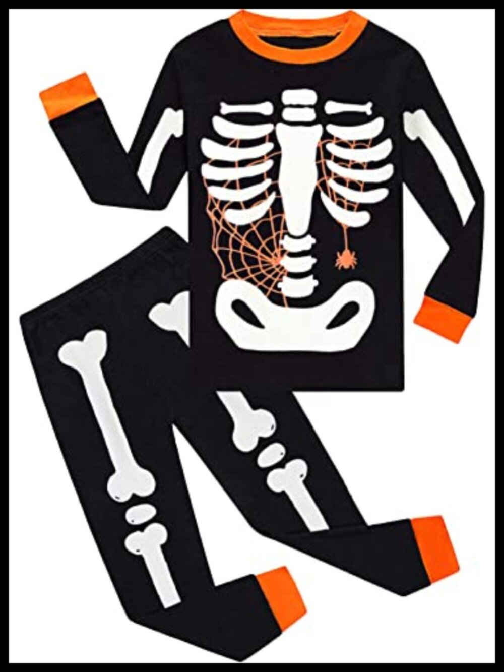 Toddler Boys Glow in the Dark Skeleton Pajama Set Long Sleeve 2 Piece
